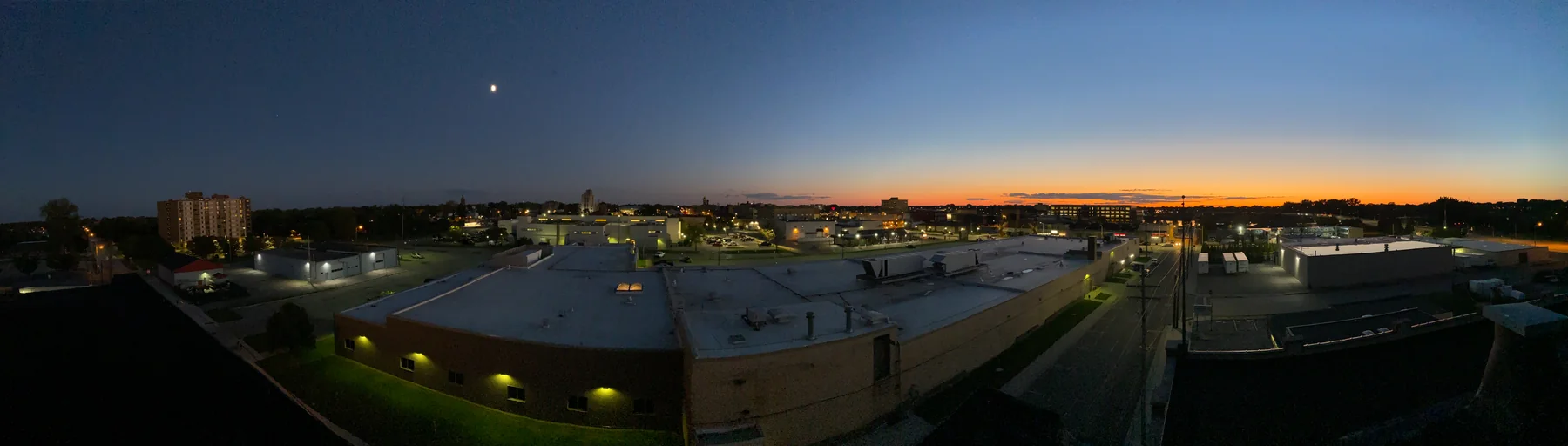 Bay City rooftops at sunset